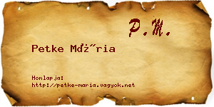 Petke Mária névjegykártya